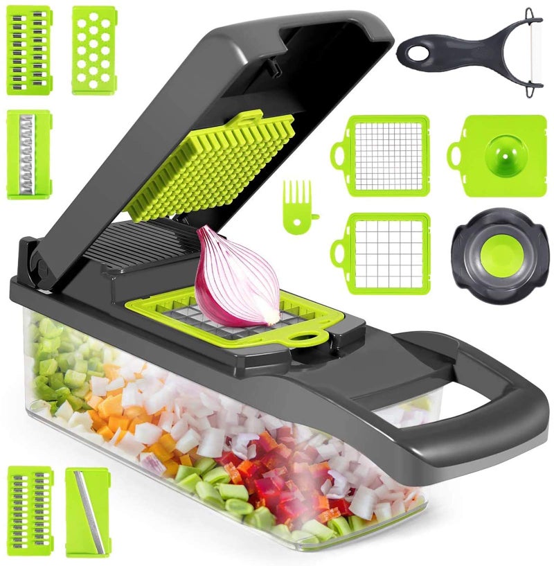 Newthinking Vegetable Choppers 14 in 1 Kitchen Mandolines Slicer with Food Container and Peeler MultiFunction Vegetable Onion Chopper for Kitchen