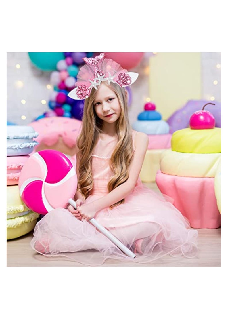 إسكدنيا 3 قطع إكسسوارات رأس حورية البحر للحفلات، إكسسوارات شعر حورية البحر، هدايا حفلة حورية البحر المتلألئة، مستلزمات حفلة حورية البحر للنساء والفتيات، إضافة مثالية لأساسياتك وملحقاتك في الرحلة - Image 2