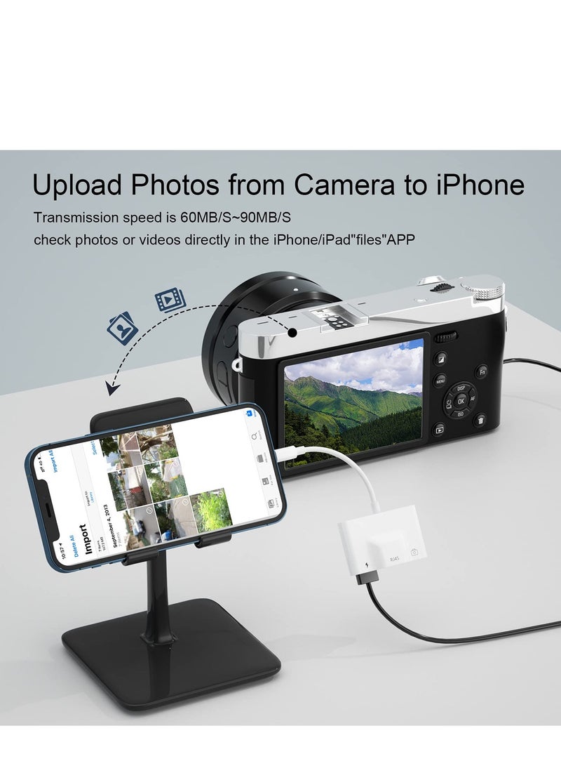 KASTWAVE RJ45 Ethernet Adapter, OTG Charging Port RJ45 3-In-1 USB Wired Adapter for iPhone, Ipad Camera High-Speed Reader Cable Converter Hub - Image 5