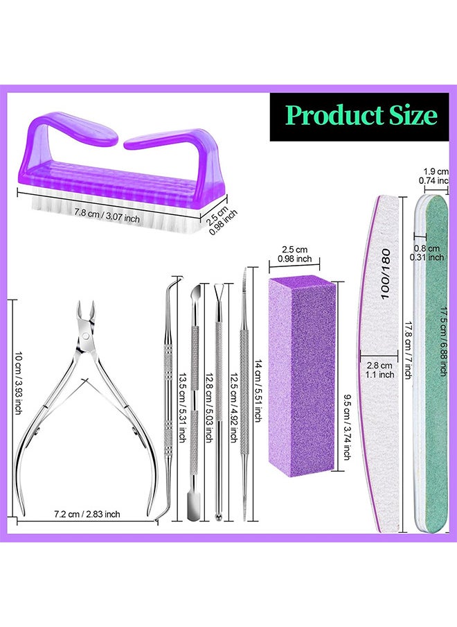 Depend - 12 PCS Nail Files And Buffer Block Set, Cuticle Nippers with 100/180 Emery Boards Nail Buffer Kit, Pusher Toenail Lifter Peeler Scraper Nail Brush, For Manicure And Pedicure Tools (Purple) - Image 1