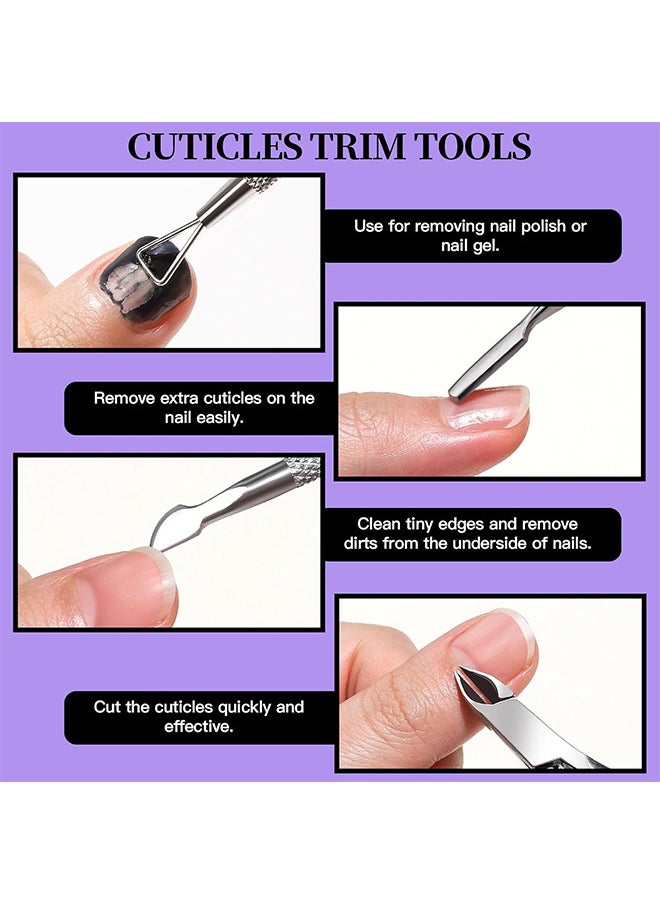 Depend - 12 PCS Nail Files And Buffer Block Set, Cuticle Nippers with 100/180 Emery Boards Nail Buffer Kit, Pusher Toenail Lifter Peeler Scraper Nail Brush, For Manicure And Pedicure Tools (Purple) - Image 1