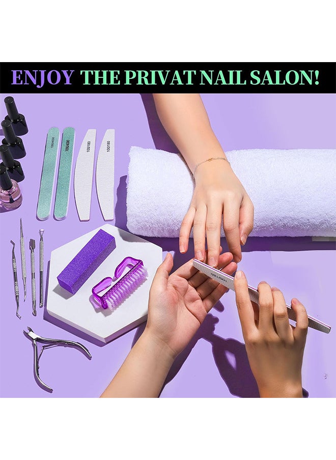 Depend - 12 PCS Nail Files And Buffer Block Set, Cuticle Nippers with 100/180 Emery Boards Nail Buffer Kit, Pusher Toenail Lifter Peeler Scraper Nail Brush, For Manicure And Pedicure Tools (Purple) - Image 1