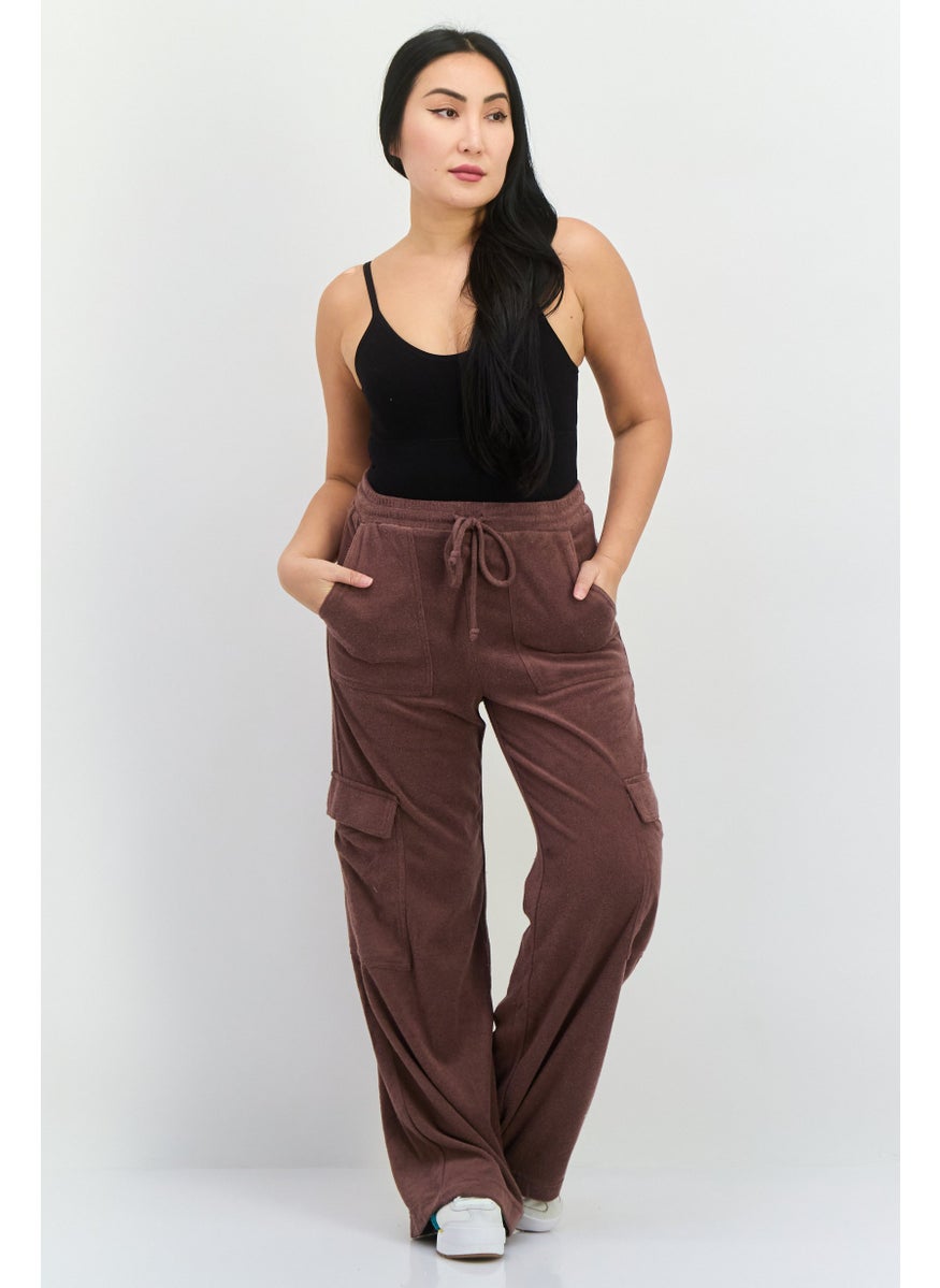 NIA Women Regular Fit Plain Cargo Pants, Brown  - Image 4