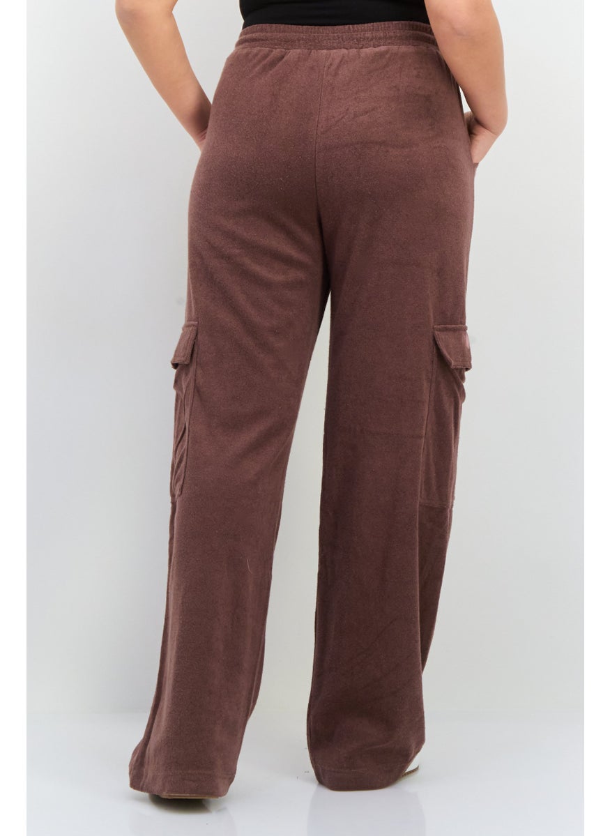 NIA Women Regular Fit Plain Cargo Pants, Brown  - Image 2