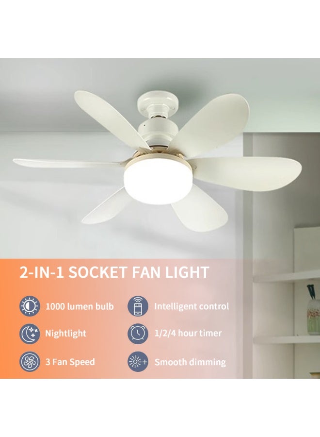 فورثكان مروحة سقف مزودة بإضاءة LED وجهاز تحكم عن بعد، قاعدة E27، مروحة هادئة بـ 6 شفرات مع شفرات ABS متينة، إضاءة مروحة قابلة للتعتيم بثلاثة ألوان للتركيب في الأسطح للغرف النوم والمطابخ والغرف الصغيرة - Image 4