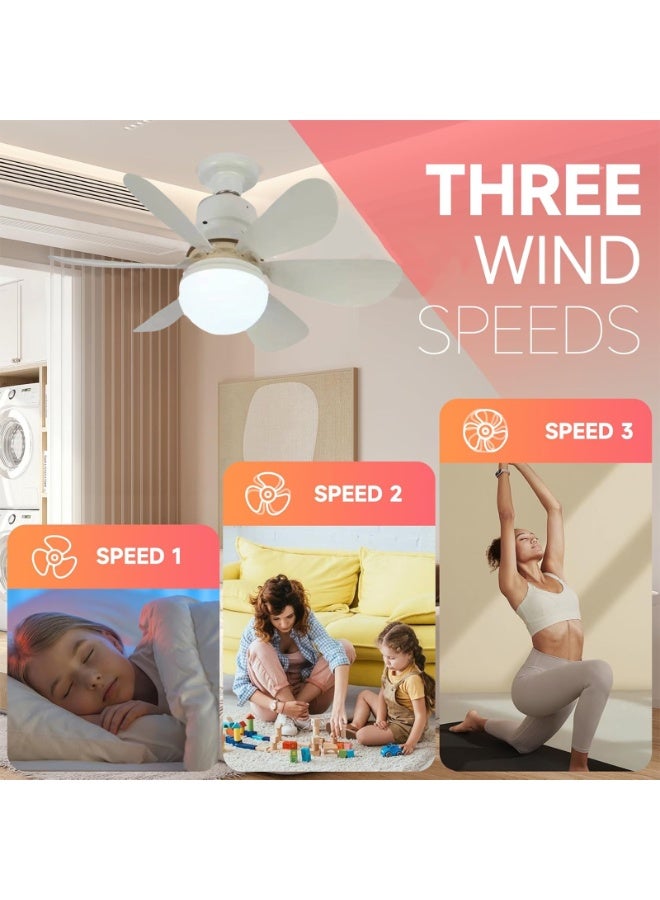 فورثكان مروحة سقف مزودة بإضاءة LED وجهاز تحكم عن بعد، قاعدة E27، مروحة هادئة بـ 6 شفرات مع شفرات ABS متينة، إضاءة مروحة قابلة للتعتيم بثلاثة ألوان للتركيب في الأسطح للغرف النوم والمطابخ والغرف الصغيرة - Image 3