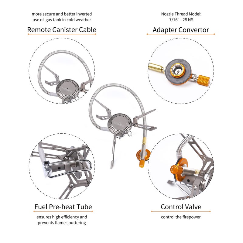 Fire-Maple Blade 2 Portable Propane Camping and Backpacking Stove Ultra Light | Titanium Hiking Stoves with pre-heat tube | Mini Portable Isobutane - Image 3