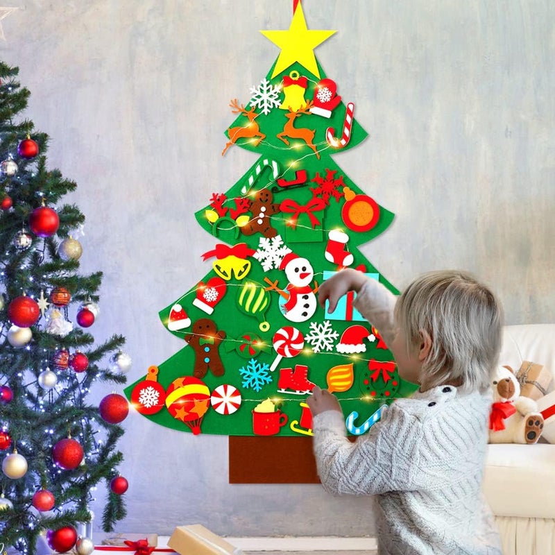 Garma DIY Felt Christmas Tree Set with 41PCS Kids Wall Hanging Detachable Ornaments, Felt Christmas Craft Kits Decorations for Toddler Xmas Gifts New Year Parties Supplies - Image 4