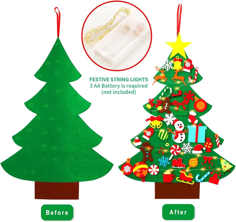Garma DIY Felt Christmas Tree Set with 41PCS Kids Wall Hanging Detachable Ornaments, Felt Christmas Craft Kits Decorations for Toddler Xmas Gifts New Year Parties Supplies - Image 3