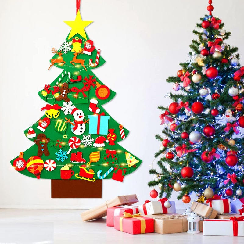Garma DIY Felt Christmas Tree Set with 41PCS Kids Wall Hanging Detachable Ornaments, Felt Christmas Craft Kits Decorations for Toddler Xmas Gifts New Year Parties Supplies - Image 5
