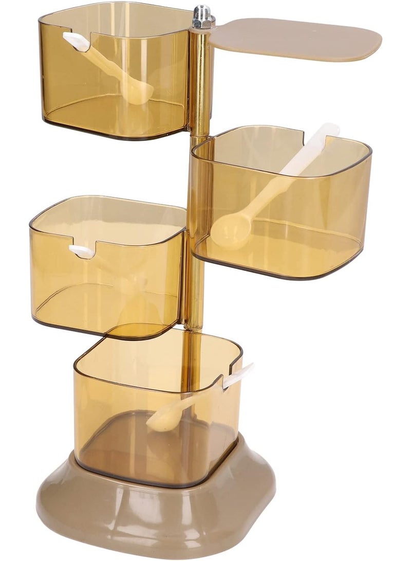 NAMA Seasoning Box Set, 4 Spice Jars Condiment Containers Rotating Spice Box with Spoon 4 Layer Rotating Spice Box Seasoning Organizer for Spice Salt Sugar Cruet Condiment Jars - Image 1