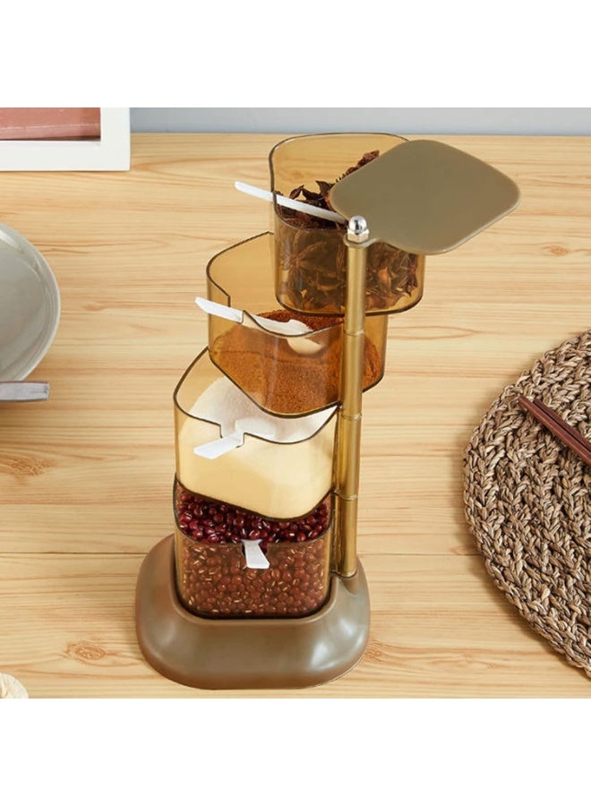 NAMA Seasoning Box Set, 4 Spice Jars Condiment Containers Rotating Spice Box with Spoon 4 Layer Rotating Spice Box Seasoning Organizer for Spice Salt Sugar Cruet Condiment Jars - Image 5