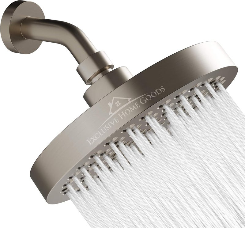 Heatsistence Rainfall Shower Head - 6" High Pressure, 1.8 GPM, Chrome Finish, ABS Plastic, 360 Adjustable, Anti-Clog Rubber Jets - Image 1