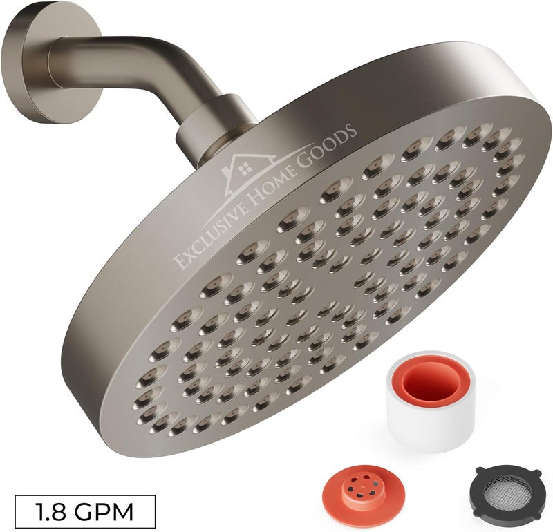 Heatsistence Rainfall Shower Head - 6" High Pressure, 1.8 GPM, Chrome Finish, ABS Plastic, 360 Adjustable, Anti-Clog Rubber Jets - Image 2