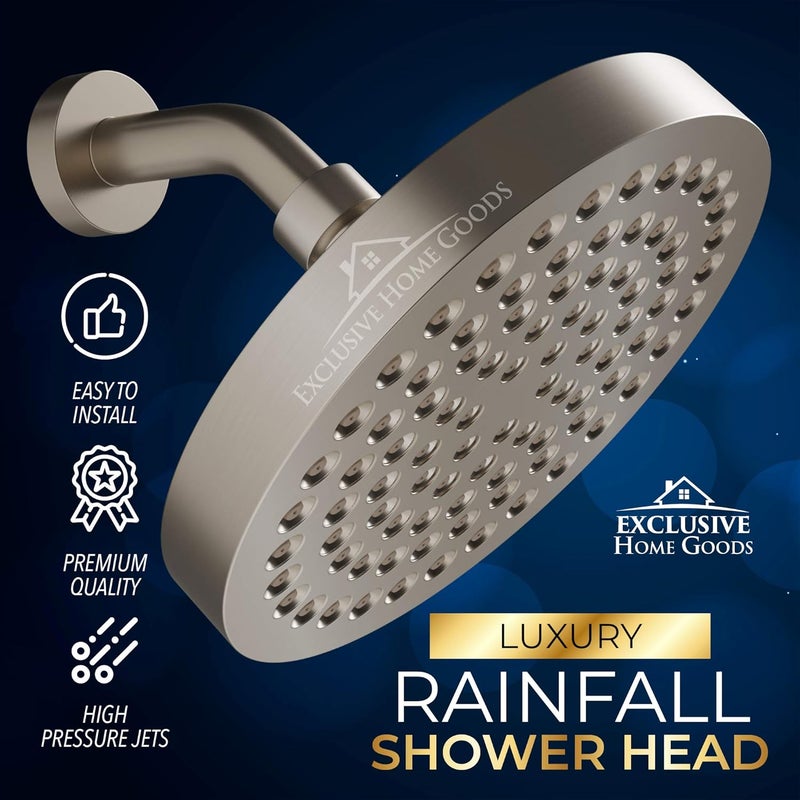 Heatsistence Rainfall Shower Head - 6" High Pressure, 1.8 GPM, Chrome Finish, ABS Plastic, 360 Adjustable, Anti-Clog Rubber Jets - Image 3