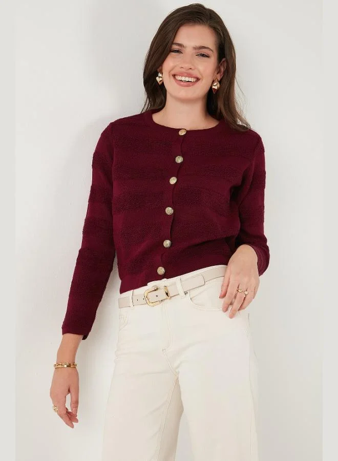 ليلا كارديجان نسائي محبوك بأزرار وياقة دائرية بقصة عادية من ليلا بريميوم