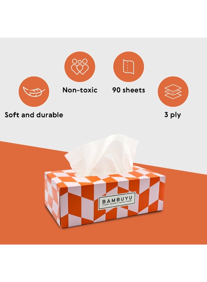Bambuyu Bamboo 3 Ply Facial Tissues Rectangle 90 Sheets Pack of 4 - Image 4