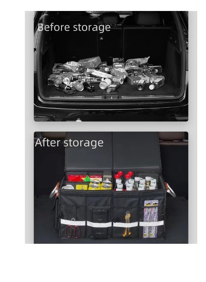 Car Trunk Organizer, Large Collapsible Trunk Organizer with Waterproof bag, Car Trunk Organizer with Lid, Adjustable Straps and Non Slip Bottom, for SUV Auto Truck Van, Black - Image 4