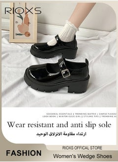 RIOXS Women's Mary Jane Shoes, Vintage Lolita Chunky Shoes For Women, Fashion Wedge Patent Leather Shoes, Casual Round Toe Platform Shoes, Classic Dress Shoes For Women, Ladies Gothic Shoes, Girls School Uniform Pumps Shoes, Dressy Shoes For Business Daily Wear  - Image 3