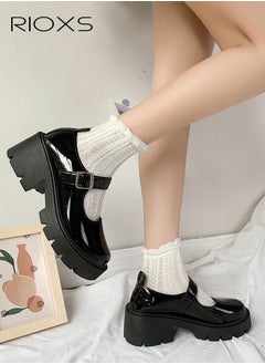 RIOXS Women's Mary Jane Shoes, Vintage Lolita Chunky Shoes For Women, Fashion Wedge Patent Leather Shoes, Casual Round Toe Platform Shoes, Classic Dress Shoes For Women, Ladies Gothic Shoes, Girls School Uniform Pumps Shoes, Dressy Shoes For Business Daily Wear  - Image 2