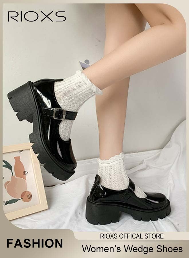 السيدة ماري جاين: حذاء قديم قديم مناسب للسيدات، حذاء سميك مزخرف مزخرف، حذاء جلدي مزود ببراءات اختراع، حذاء سميك بأصابع قدمين دائريين، حذاء أنيق كلاسيكي للسيدات، حذاء قوتي للسيدات، حذاء مضخة مدرسية للفتيات، حذاء مناسب للأعمال التجارية والعادية