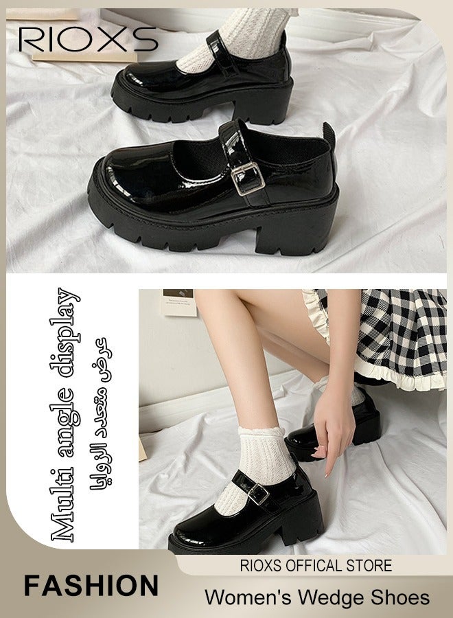 السيدة ماري جاين: حذاء قديم قديم مناسب للسيدات، حذاء سميك مزخرف مزخرف، حذاء جلدي مزود ببراءات اختراع، حذاء سميك بأصابع قدمين دائريين، حذاء أنيق كلاسيكي للسيدات، حذاء قوتي للسيدات، حذاء مضخة مدرسية للفتيات، حذاء مناسب للأعمال التجارية والعادية