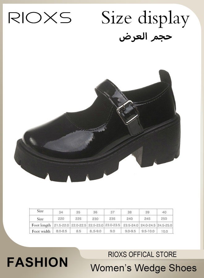 السيدة ماري جاين: حذاء قديم قديم مناسب للسيدات، حذاء سميك مزخرف مزخرف، حذاء جلدي مزود ببراءات اختراع، حذاء سميك بأصابع قدمين دائريين، حذاء أنيق كلاسيكي للسيدات، حذاء قوتي للسيدات، حذاء مضخة مدرسية للفتيات، حذاء مناسب للأعمال التجارية والعادية