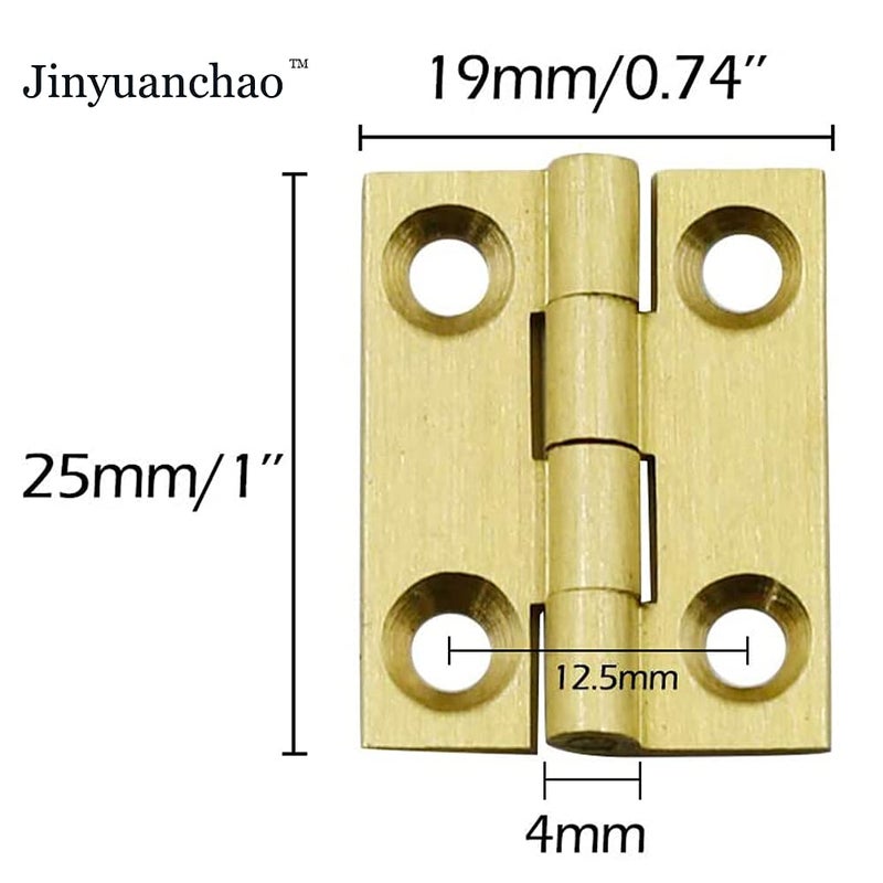 Jinyuanchao Mini Solid Brass Hinges Cabinet Drawer Butt Hinges for Jewelry Chest Wood Box,1/1.5/2.5Inch,Butt Hinges,8PCS (1Inch) - Image 2