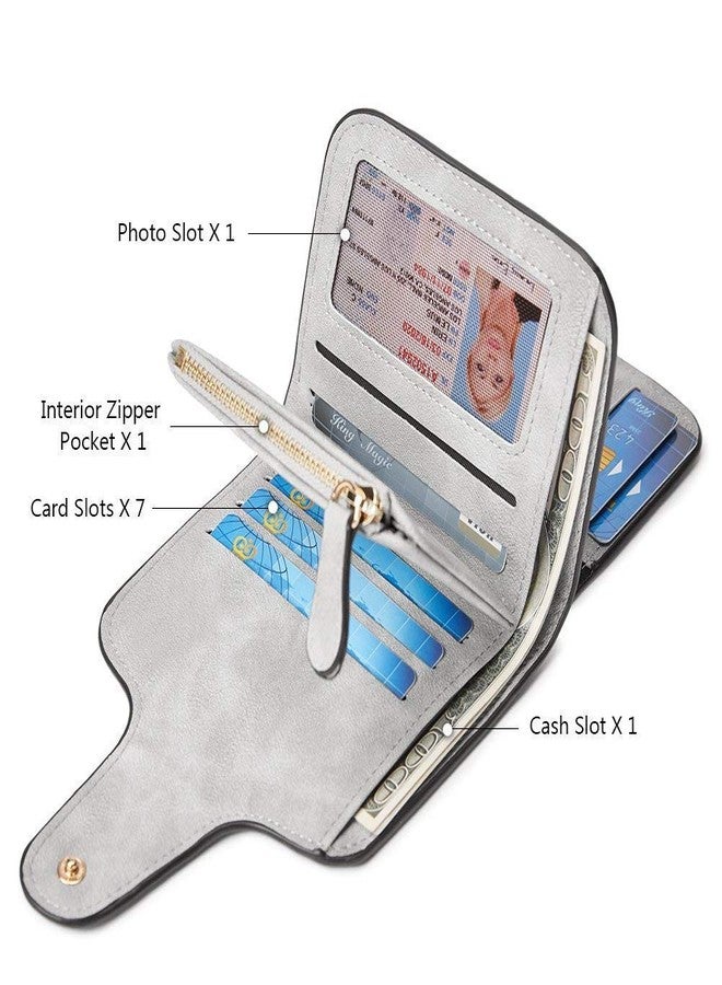 Alexvyan Small Women's Purse Wallet Organizer Female Hand Clutch Women/Ladies/Girls Leather Wallets Credit Card Holder (Grey) - Image 2