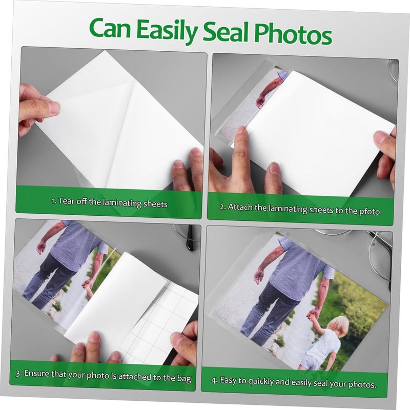DOITOOL 50 Sheets Photo Film Self Sealing Laminate Pouches Specimen Laminating Films Photo Top Laminate Photo Laminating Film Laminator for Laminating Pouches Gloss Lamination PVC - Image 3