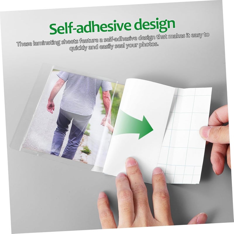 DOITOOL 50 Sheets Photo Film Self Sealing Laminate Pouches Specimen Laminating Films Photo Top Laminate Photo Laminating Film Laminator for Laminating Pouches Gloss Lamination PVC - Image 5