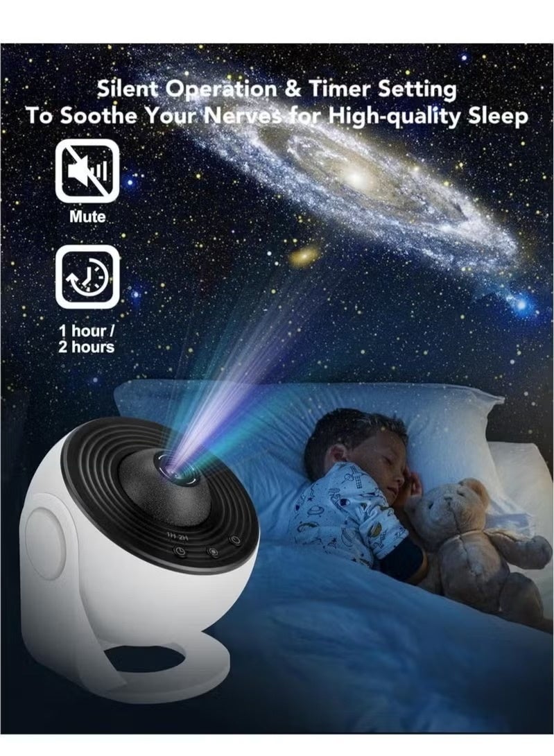 4K HD Projector Galaxy Night Light, 360° Rotation, 12 Film Discs, White - Image 4
