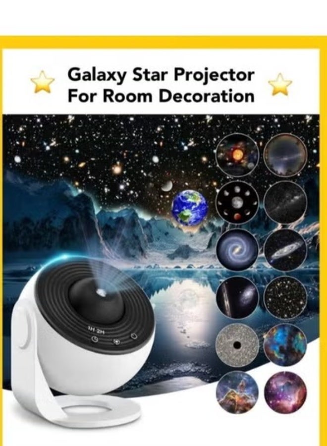 4K HD Projector Galaxy Night Light, 360° Rotation, 12 Film Discs, White - Image 3