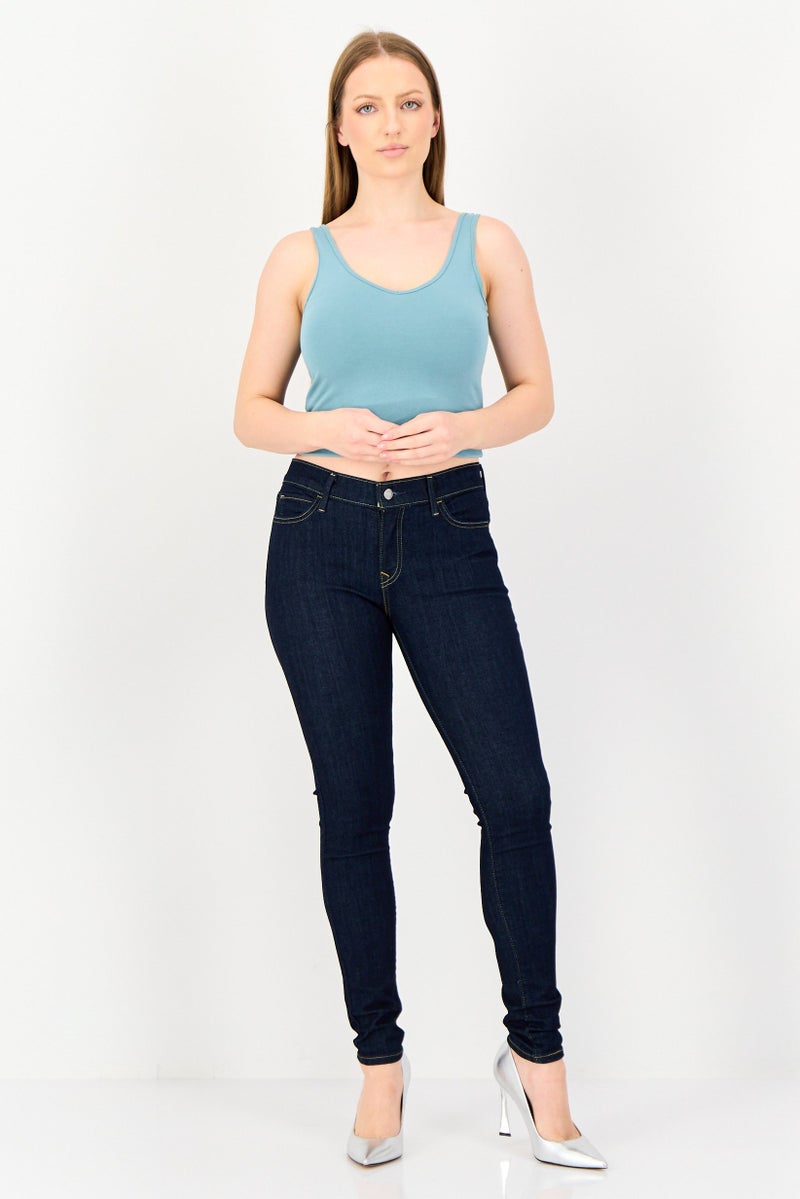 Levi's Women Skinny Fit Washed Denim Jeans, Navy - Image 4