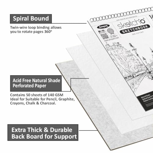 Anupam SketchO Sketch Book A3 Top Wiro Bound Drawing Book Acid Free Paper 140 GSM Professional-Grade Sheetsfor Artists, Professional (50 Sheets, 100 Pages) - Image 3