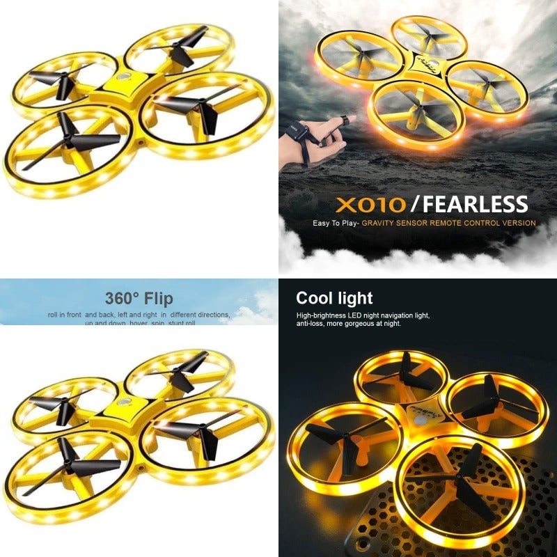 SVRC Hand Gesture Controlled Mini Flying Drone with Smart Watch Controlled Quadcopter LED Infrared Induction Toy Yellow - Image 1