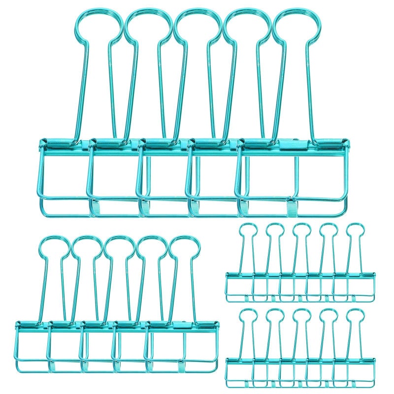 20pcs Stainless Steel Binder Clips Set 5 Large 2 Inch 5 Medium 10 Small Hollow Design Document Fasteners for Office School and Business Use - Image 2