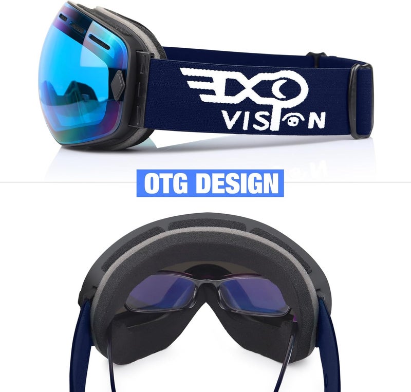 EXP VISION Snowboard Ski Goggles Men Women Youth, Anti Fog OTG Winter Snow Goggles Spherical Detachable Lens - Image 2