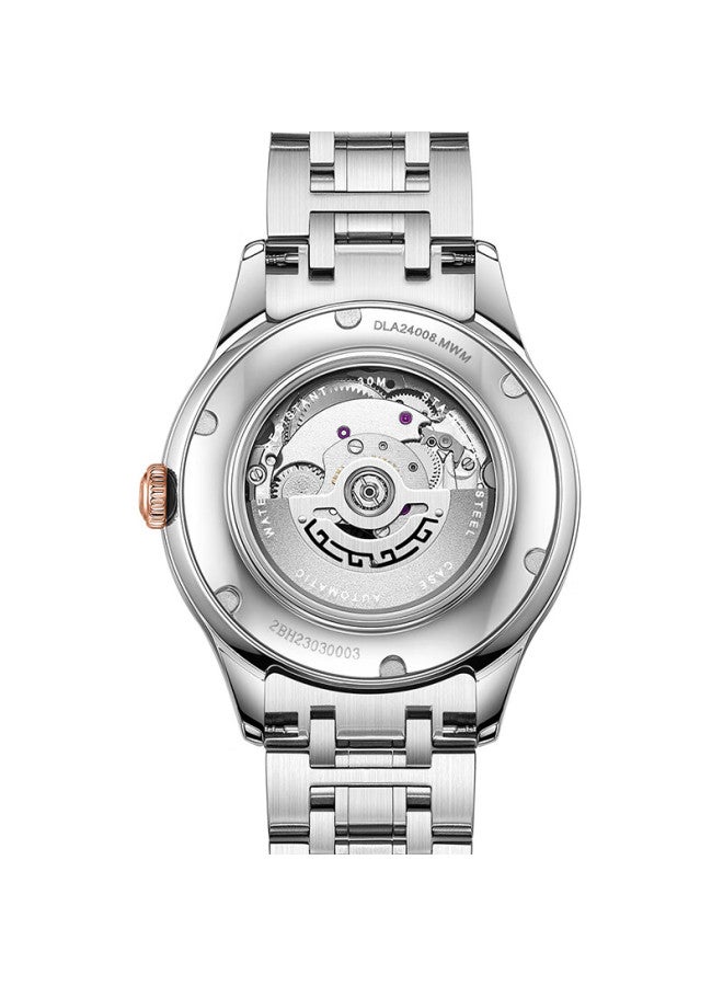 Fiyta Classic Series, Silver-white Dial With Gold Steel Band, Business Women's Mechanical Wrisch, Holiday Gift For Wome - Image 3