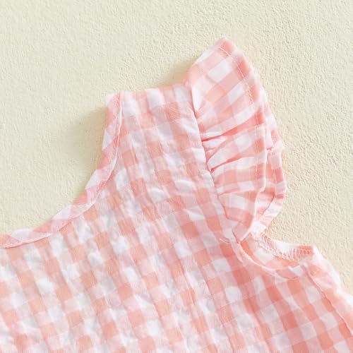 GOOCHEER Toddler Girl Clothes Baby Summer Outfits Plaid Ruffle Sleeveless Vest Tank Tops Pants Set 12 18 24 Month 2T 3T 4T (#Lace-Pink, 2-3T) - Image 4