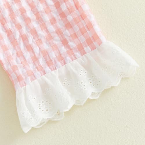 GOOCHEER Toddler Girl Clothes Baby Summer Outfits Plaid Ruffle Sleeveless Vest Tank Tops Pants Set 12 18 24 Month 2T 3T 4T (#Lace-Pink, 2-3T) - Image 5