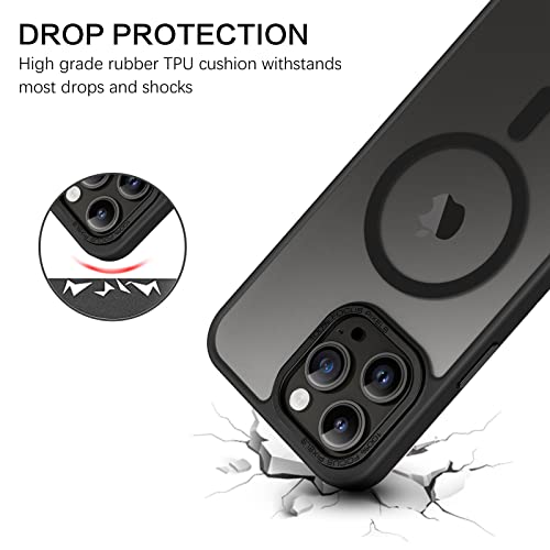 BENTOBEN Magnetic for iPhone 13 Pro Max Case, [Compatible with MagSafe] Translucent Matte Frosted Anti-Fingerprint Slim Shockproof Women Men Protective Cover Case for iPhone 13 Pro Max 6.7",Black - Image 4
