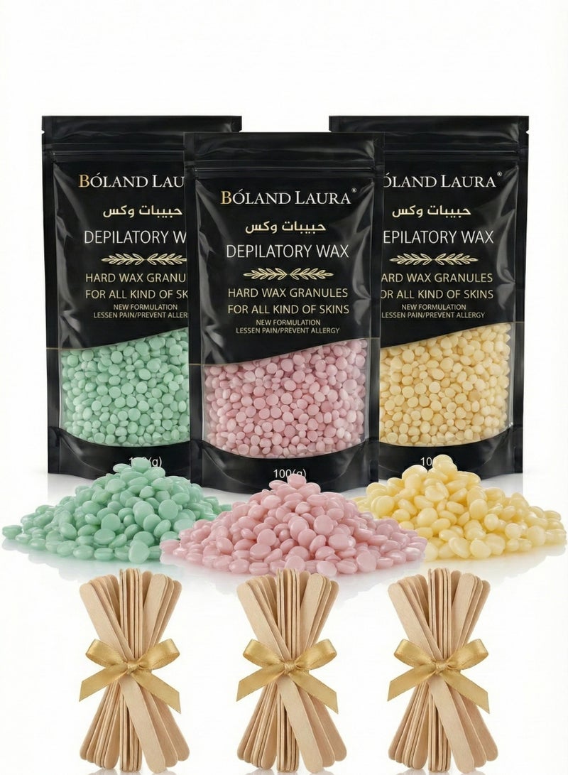 بولاند لورا مجموعة 3 علب من حبوب شمع ازاله الشعر مع 20 عود شمع - Image 1