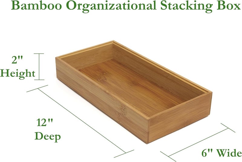 Lipper International Bamboo Wood Stacking Drawer Organizer Box, 6" x 12" - Image 2