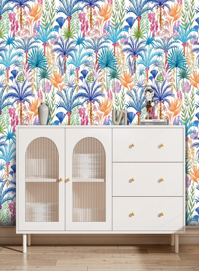 practicalWs Boho Peel and Stick Wallpaper Floral Decorative Wallpaper Beach Tropical Coconut Tree Self Adhesive Wall Paper Vinyl Wrap Roll 17.7" x 118.1" - Image 3