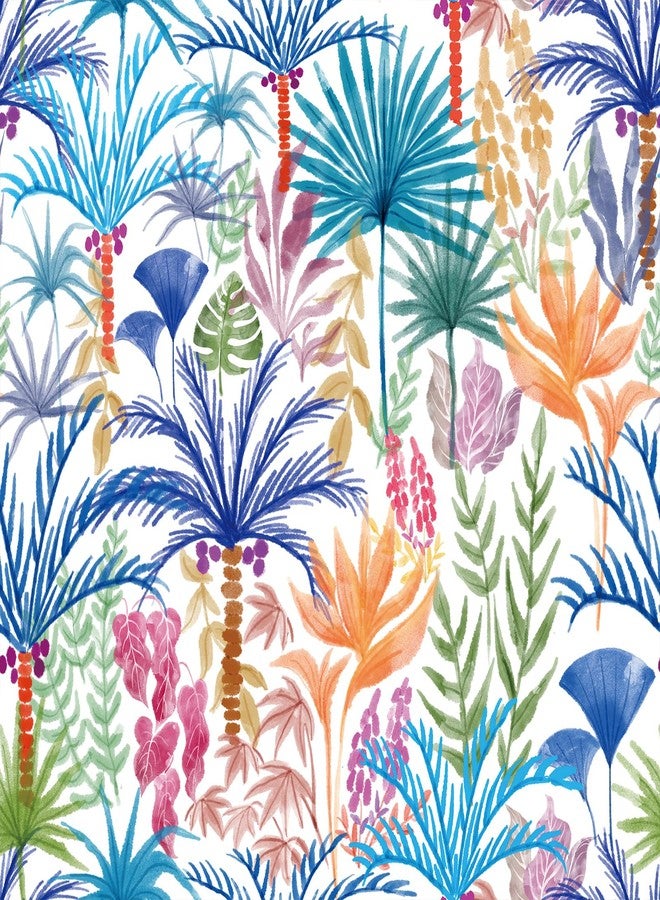 practicalWs Boho Peel and Stick Wallpaper Floral Decorative Wallpaper Beach Tropical Coconut Tree Self Adhesive Wall Paper Vinyl Wrap Roll 17.7" x 118.1" - Image 1