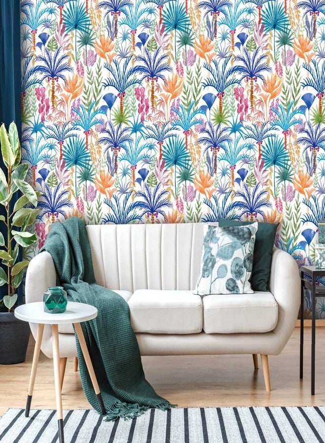 practicalWs Boho Peel and Stick Wallpaper Floral Decorative Wallpaper Beach Tropical Coconut Tree Self Adhesive Wall Paper Vinyl Wrap Roll 17.7" x 118.1" - Image 2
