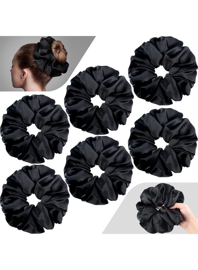 Waydress 6 Pieces Oversized Satin Hair Scrunchies 7.2 Inch Elastic Silk Hair Bands Large Scrunchies for Women Satin Scrunchies for Hair Big Hair Scrunchies Ponytail Holder for Women Girls