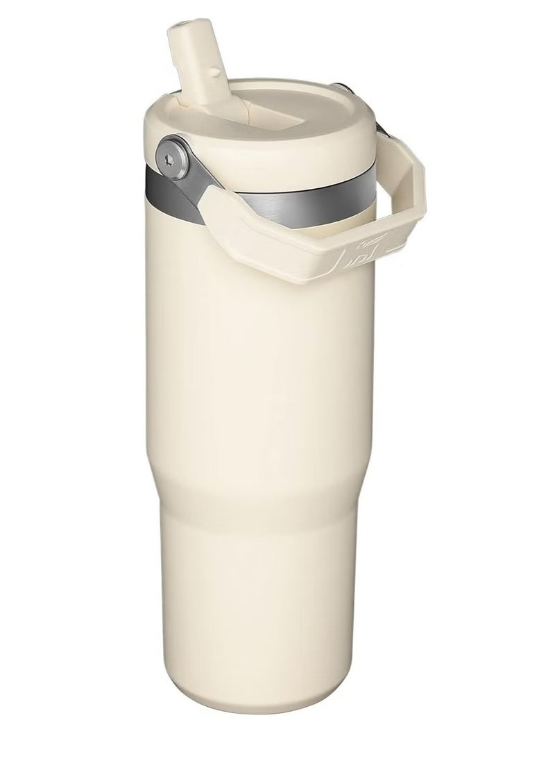 Stanley - IceFlow Stainless Steel Tumbler - Vacuum Insulated Water Bottle for Home, Office or Car Reusable Cup with Straw Leak Resistant Flip Cold  30oz (Cream) - Image 1