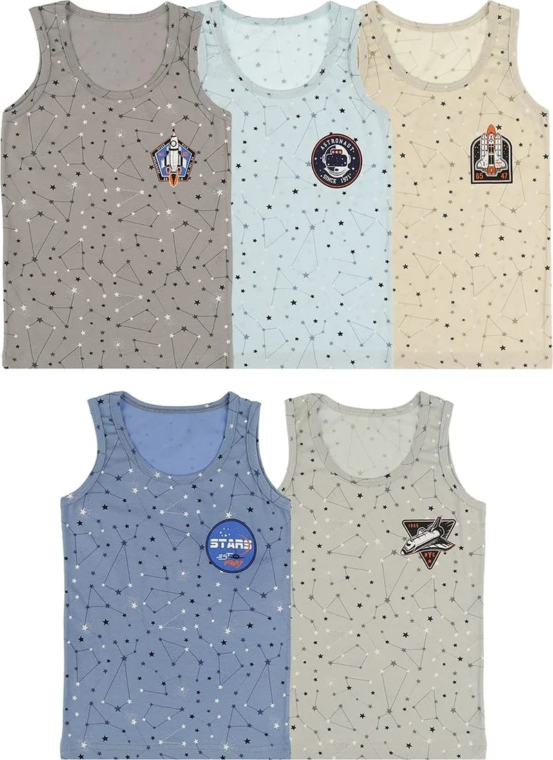 Donella 5 Pack Colorful Space Theme Boy Undershirt - 771171B